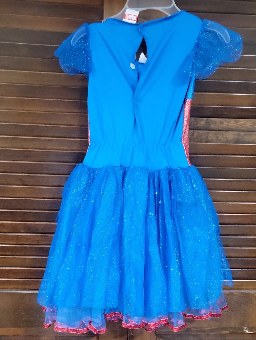 Marvel Blue and Red Glitter Superhero Dress with Silver Star